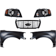 5-Piece Kit, Grille Black Shell with Chrome Insert, Includes (2) Fender, (1) Grille, and (2) Headlight