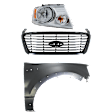 3-Piece Kit, Grille Black Shell with Chrome Insert, Includes (1) Fender, (1) Grille, and (1) Headlight