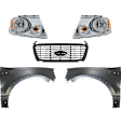 5-Piece Kit, Grille Black Shell with Chrome Insert, Includes (2) Fender, (1) Grille, and (2) Headlight