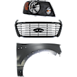 3-Piece Kit, Grille Black Shell with Chrome Insert, Includes (1) Fender, (1) Grille, and (1) Headlight
