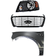 3-Piece Kit, Grille Black Shell with Chrome Insert, Includes (1) Fender, (1) Grille, and (1) Headlight