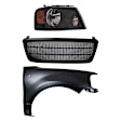 3-Piece Kit, Grille Primed Black, Includes (1) Fender, (1) Grille, and (1) Headlight