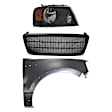 3-Piece Kit, Grille Primed Black, Includes (1) Fender, (1) Grille, and (1) Headlight