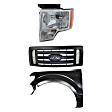 3-Piece Kit, Grille Textured Gray, CAPA Certified, Includes (1) Fender, (1) Grille, and (1) Headlight