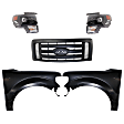 5-Piece Kit Driver and Passenger Side LED Headlight, With bulb(s), OE Replacement, Includes (2) Fender, (1) Grille Assembly and (2) Headlight