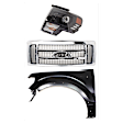 3-Piece Kit, Grille Chrome Shell with Painted Gold Insert, Includes (1) Fender, (1) Grille, and (1) Headlight