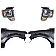 4-Piece Kit Driver and Passenger Side Halogen Headlight, With bulb(s), OE Replacement, CAPA Certified, Includes (2) Fender and (2) Headlight
