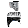 3-Piece Kit, Grille Chrome, For Models With Chrome Package, CAPA Certified, Includes (1) Fender, (1) Grille, and (1) Headlight