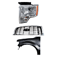 3-Piece Kit, Grille Chrome, For Models With Chrome Package, CAPA Certified, Includes (1) Fender, (1) Grille, and (1) Headlight