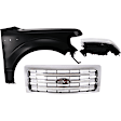 3-Piece Kit, Grille Chrome Shell with Painted Gold Insert, CAPA Certified, Includes (1) Fender, (1) Grille, and (1) Headlight