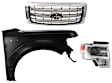 3-Piece Kit, Grille Chrome Shell with Painted Gold Insert, CAPA Certified, Includes (1) Fender, (1) Grille Shell and Insert, and (1) Headlight
