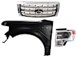 3-Piece Kit, Grille Chrome Shell with Painted Gold Insert, CAPA Certified, Includes (1) Fender, (1) Grille Shell and Insert, and (1) Headlight