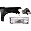 3-Piece Kit, Grille Chrome Shell with Painted Gold Insert, CAPA Certified, Includes (1) Fender, (1) Grille, and (1) Headlight