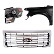 3-Piece Kit, Grille Chrome Shell with Painted Gold Insert, CAPA Certified, Includes (1) Fender, (1) Grille, and (1) Headlight