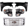 2014 Ford F-150 - 5-Piece Kit Grille, Chrome Shell with Painted Gold Insert, CAPA Certified  Includes (2) Fender, (1) Grille, and (2) Headlight