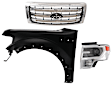 3-Piece Kit, Grille Chrome Shell with Painted Gold Insert, CAPA Certified, Includes (1) Fender, (1) Grille Shell and Insert, and (1) Headlight
