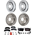 4-Wheel Set Front and Rear Brake Disc and Pad Kit, Cross-drilled and Slotted 6 Lugs Front-350.01 mm/Rear-342.2 mm Ceramic Pro-Line Series, Includes (4) Disc and (2) Pad Set