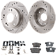 2-Wheel Set Rear Brake Disc and Pad Kit, Cross-drilled and Slotted 259.7 mm Ceramic Pro-Line Series, Includes (1) Brake Pad Set and (2) Brake Disc