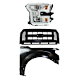 3-Piece Kit Passenger Side LED Headlight, Includes (1) Fender, (1) Grille Assembly, and (1) Headlight, CAPA Certified