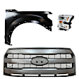 3-Piece Kit, Front, Passenger Side Fender, For Models With Wheel Opening Molding and Active Park Assist System, CAPA Certified, Includes (1) Fender, (1) Grille, and (1) Headlight