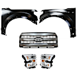 5-Piece Kit, Front, Driver and Passenger Side Fender, For Models With Wheel Opening Molding and Active Park Assist System, CAPA Certified, Includes (2) Fender, (1) Grille, and (2) Headlight