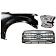 3-Piece Kit Passenger Side LED Headlight, Includes (1) Fender, (1) Grille Assembly, and (1) Headlight, CAPA Certified