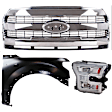 3-Piece Kit Passenger Side LED Headlight, Includes (1) Fender, (1) Grille Assembly, and (1) Headlight, CAPA Certified