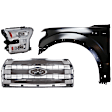 3-Piece Kit Driver Side LED Headlight, Includes (1) Fender, (1) Grille Assembly, and (1) Headlight, CAPA Certified