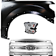 3-Piece Kit Passenger Side LED Headlight, With bulb(s), OE Replacement, Crew Cab Pickup, CAPA Certified, Includes (1) Fender, (1) Grille Assembly and (1) Headlight