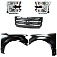 5-Piece Kit Driver and Passenger Side LED Headlight, With bulb(s), OE Replacement, CAPA Certified, Includes (2) Fender, (1) Grille Assembly and (2) Headlight