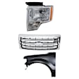 3-Piece Kit, Grille Chrome, For Models With Chrome Package, CAPA Certified, Includes (1) Fender, (1) Grille, and (1) Headlight