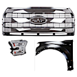 3-Piece Kit Driver Side LED Headlight, Includes (1) Fender, (1) Grille Assembly, and (1) Headlight, CAPA Certified