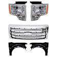 5-Piece Kit, Grille Chrome, For Models With Chrome Package, CAPA Certified, Includes (2) Fender, (1) Grille, and (2) Headlight