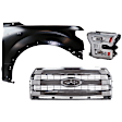 3-Piece Kit Passenger Side LED Headlight, Includes (1) Fender, (1) Grille Assembly, and (1) Headlight, CAPA Certified
