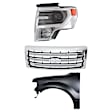 3-Piece Kit, Grille Chrome, For Models With Chrome Package, CAPA Certified, Includes (1) Fender, (1) Grille, and (1) Headlight