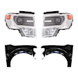 4-Piece Kit, Driver and Passenger Side HID/Xenon Headlight, Without bulb(s), OE Replacement, Includes (2) Fender and (2) Headlight