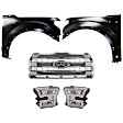 5-Piece Kit Driver and Passenger Side LED Headlight, With bulb(s), OE Replacement, CAPA Certified, Includes (2) Fender, (1) Grille Assembly and (2) Headlight