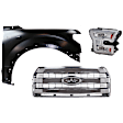 3-Piece Kit Passenger Side LED Headlight, Includes (1) Fender, (1) Grille Assembly, and (1) Headlight, CAPA Certified