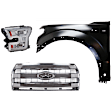 3-Piece Kit Driver Side LED Headlight, Includes (1) Fender, (1) Grille Assembly, and (1) Headlight, CAPA Certified