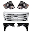 5-Piece Kit, Grille Chrome, For Models With Chrome Package, CAPA Certified, Includes (2) Fender, (1) Grille, and (2) Headlight