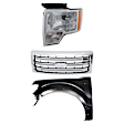 3-Piece Kit, Grille Chrome, For Models With Chrome Package, CAPA Certified, Includes (1) Fender, (1) Grille, and (1) Headlight