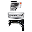 3-Piece Kit, Grille Chrome, For Models With Chrome Package, CAPA Certified, Includes (1) Fender, (1) Grille, and (1) Headlight