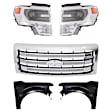 5-Piece Kit, Grille Chrome, For Models With Chrome Package, CAPA Certified, Includes (2) Fender, (1) Grille, and (2) Headlight