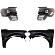 4-Piece Kit Driver and Passenger Side LED Headlight, With bulb(s), OE Replacement, Includes (2) Fender and (2) Headlight