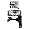 3-Piece Kit Driver Side LED Headlight, Includes (1) Fender, (1) Grille Assembly, and (1) Headlight, CAPA Certified