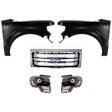 5-Piece Kit Driver and Passenger Side LED Headlight, With bulb(s), OE Replacement, Includes (2) Fender, (1) Grille Assembly and (2) Headlight