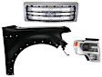 3-Piece Kit Passenger Side HID/Xenon Headlight, Without bulb(s), OE Replacement, Includes (1) Fender, (1) Grille Assembly and (1) Headlight