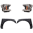 4-Piece Kit Driver and Passenger Side Halogen Headlight, With bulb(s), OE Replacement, Includes (2) Fender and (2) Headlight