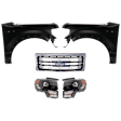 5-Piece Kit Driver and Passenger Side LED Headlight, With bulb(s), OE Replacement, Includes (2) Fender, (1) Grille Assembly and (2) Headlight