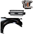 3-Piece Kit Passenger Side Halogen Headlight, Includes (1) Fender, (1) Grille Assembly, and (1) Headlight, CAPA Certified